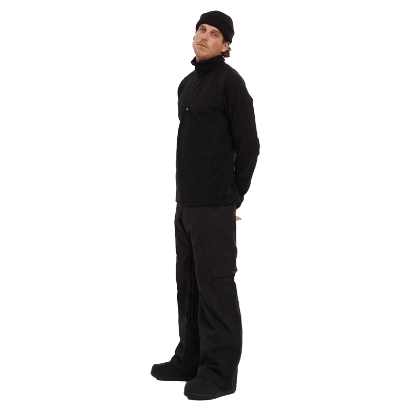 Side view of the Elude Mifrofleece Quarter Zip Jamper in True Black colourway, men model