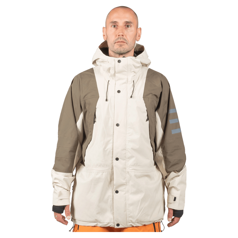 Main view of the Endeavor 2L Ranger Jacket in Algae and Fiber colourway, unisex model