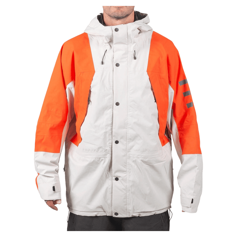 Main view of the Endeavor 2L Ranger Jacket in Sand and Flame colourway, unisex model