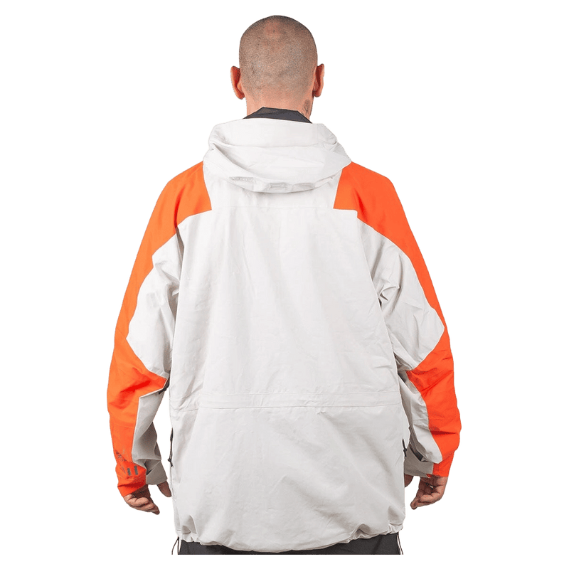 Back view of the Endeavor 2L Ranger Jacket in Sand and Flame colourway, unisex model