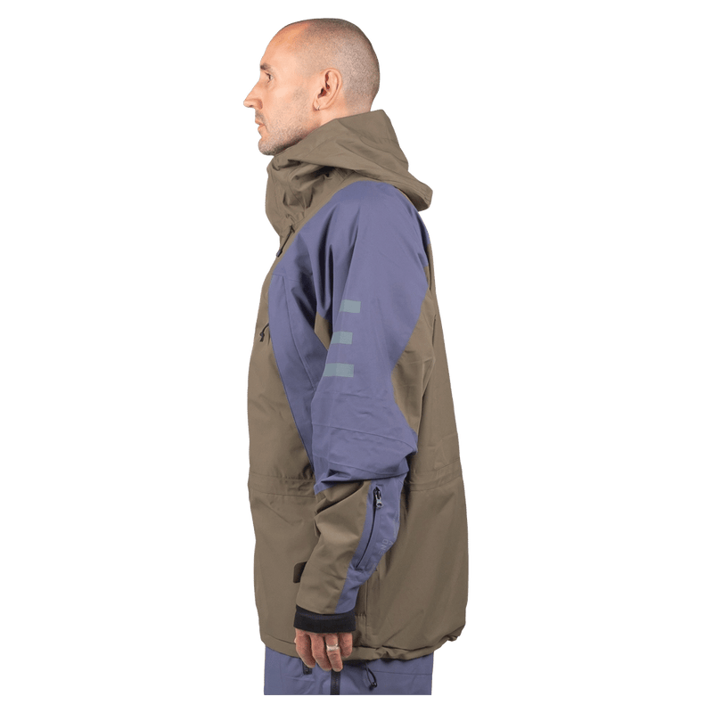 Side view of the Endeavor 2L Ranger Jacket in Tincture and Algae colourway, unisex model