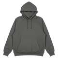 main view of the Endeavor Ops Organic Hoodie in Charcoal colourway, unisex model