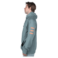 Side view of the Endeavor Ops Organic Hoodie in Slate colourway, unisex model