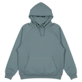 Main view of the Endeavor Ops Organic Hoodie in Slate colourway, unisex model