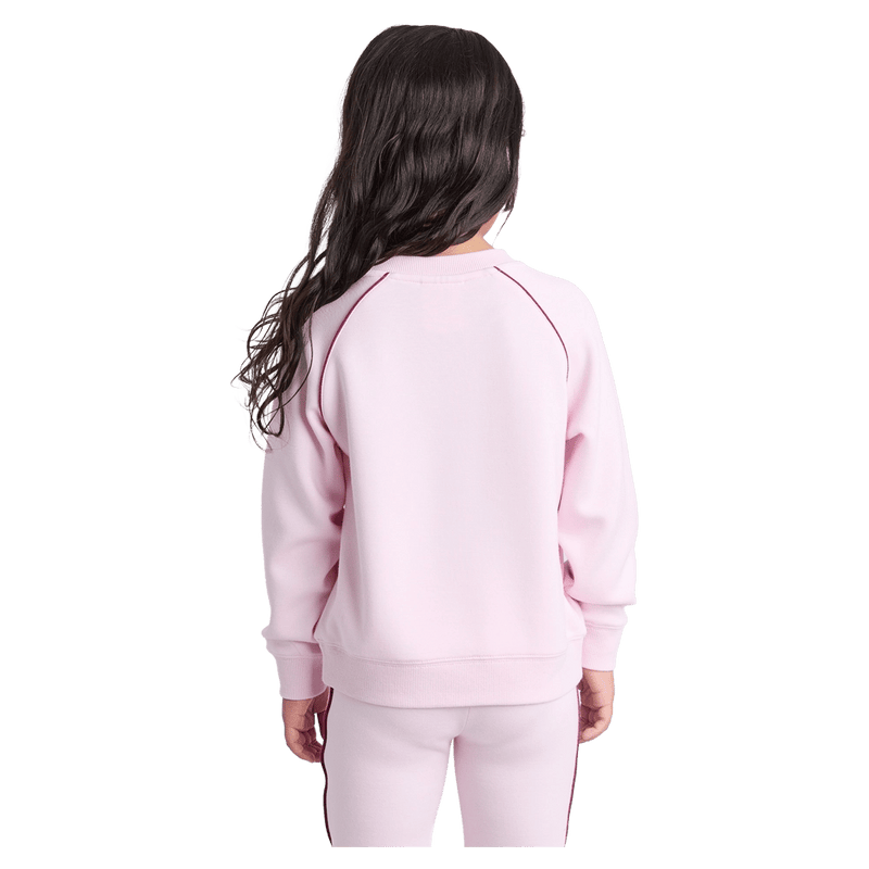 Back view of the Eve Girl Aspen Crew in Pale Pink colourway, girls's model