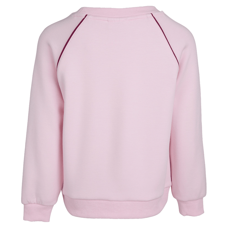 Back view of the Eve Girl Aspen Crew in Pale Pink colourway, girls's model