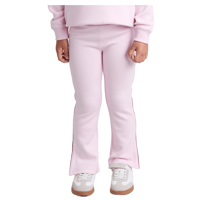 Front view of the Eve Girl Aspen Flare in Pale Pink colourway, toddler's model