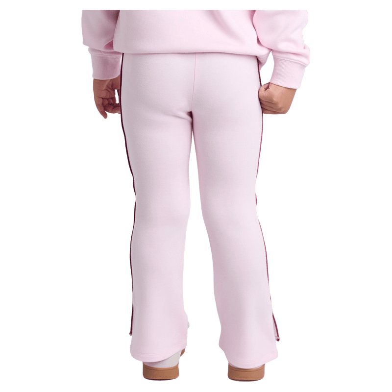 Back view of the Eve Girl Aspen Flare in Pale Pink colourway, toddler's model