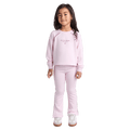 Full-body view of the Eve Girl Aspen Flare in Pale Pink colourway, toddler's model