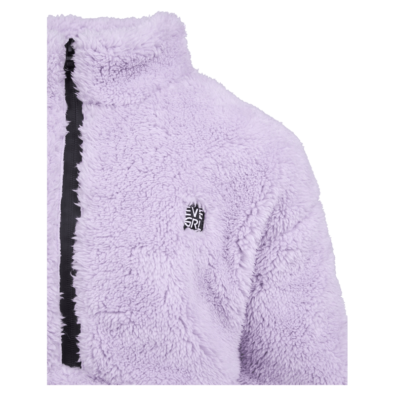 Close view of the Eve Girl Cozy Quarter Zip in Lilac colourway, girls's model