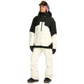 Front, on body image of the Fern Ins Gore Pullover Snowboard Jacket - Womens in Bone. Featuring contrast black across the shoulders, upper arm, and hemline, quarter zip and pouch pocket with flap. 