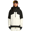 Front, on body image of the Fern Ins Gore Pullover Snowboard Jacket - Womens in Bone. Featuring contrast black across the shoulders, upper arm, and hemline, quarter zip and pouch pocket with flap. 