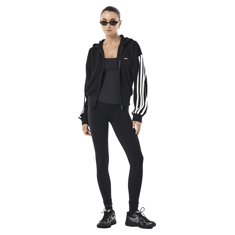 Full view of P.E Nation Flip Side Zip Thru Hoodie in colour Black