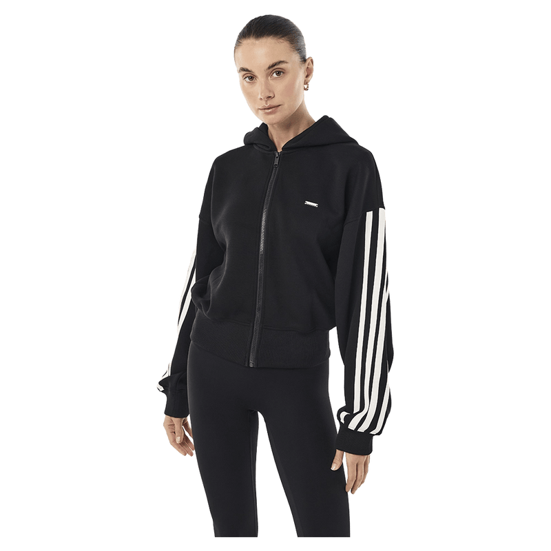 Front view of P.E Nation Flip Side Zip Thru Hoodie in colour Black