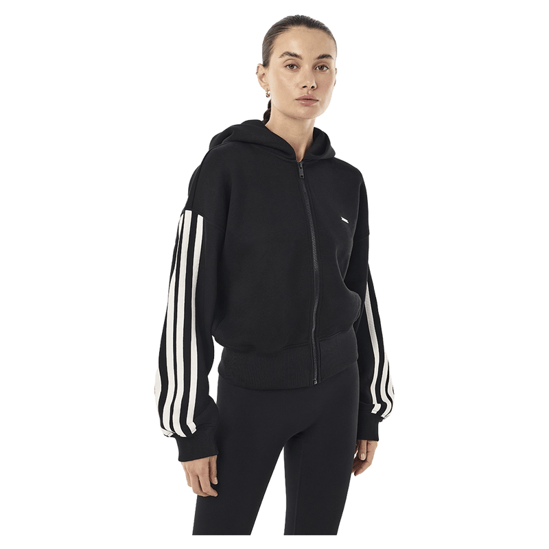 Front view of P.E Nation Flip Side Zip Thru Hoodie in colour Black