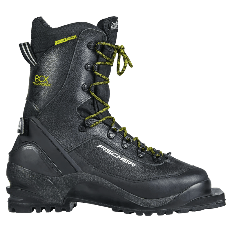 Side view of the Fischer BCX Transnordic 75 XC Boots in black colourway, unisex's model
