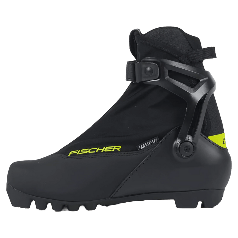 Side view of the Fischer RC3 Combi Ski Boots in Black colourway, unisex's model
