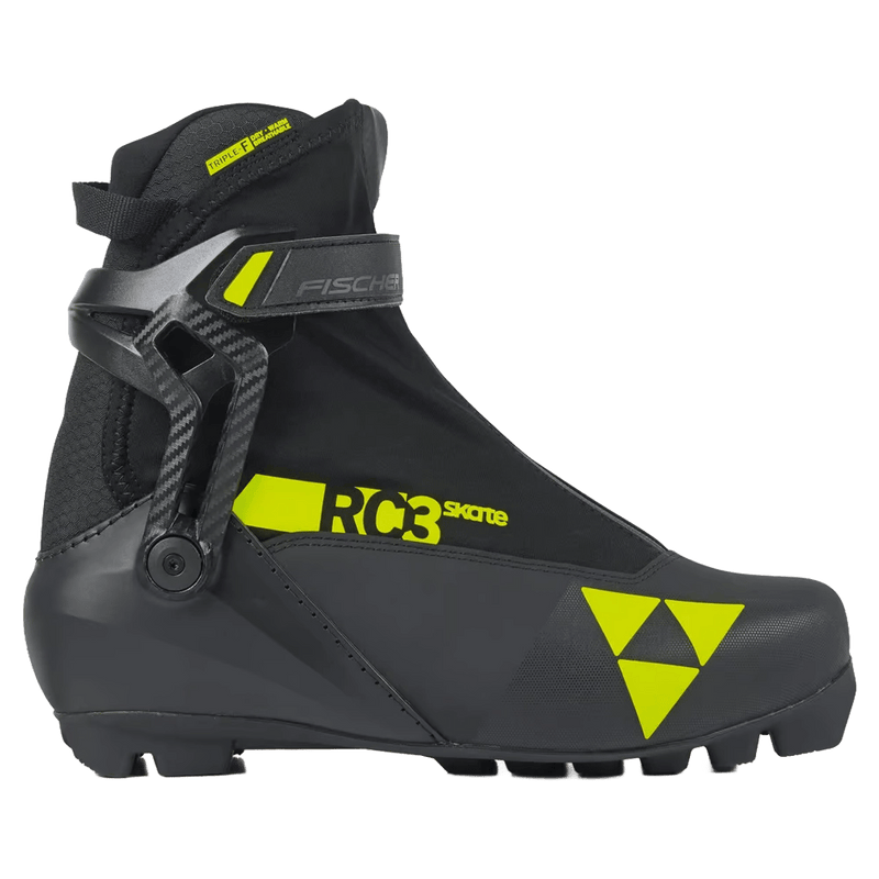 Main view of the Fischer RC3 Skate Ski Boots in Black colourway, unisex's model