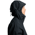 Side profile of a black Burton Futuretrust 3L Snowboard Jacket featuring a high collar and adjustable hood.