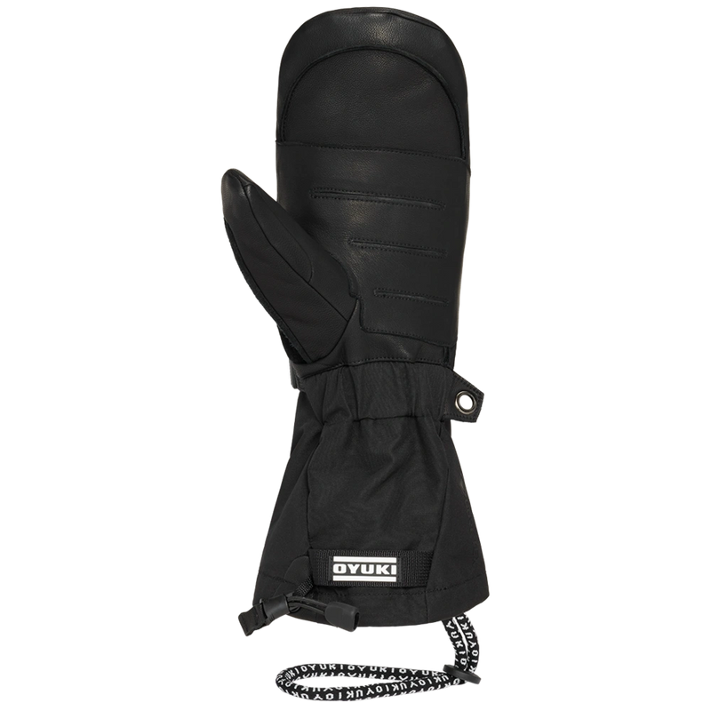 Palm view of the Arashi Guide Gtx Mitts in Black. Featuring a leather upper and gore-tex cuff with brand logo.