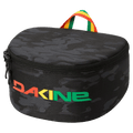 Dakine Goggle Stash case in black camo with a multi-colored logo and striped top handle.