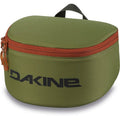 Olive green Dakine Goggle Stash case featuring an orange zipper, black logo, and top handle loop.