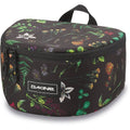 Black Dakine Goggle Stash travel case with a botanical floral print, dual zippers, and a top webbing handle.