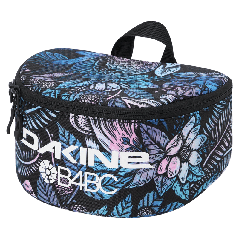 Dakine Goggle Stash case with blue and purple floral print, B4BC logo, top handle, and zipper closure.