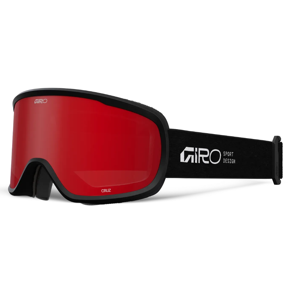 Main view of the Giro Cruz goggles in Stacked Black with Amber Scarlet lenses