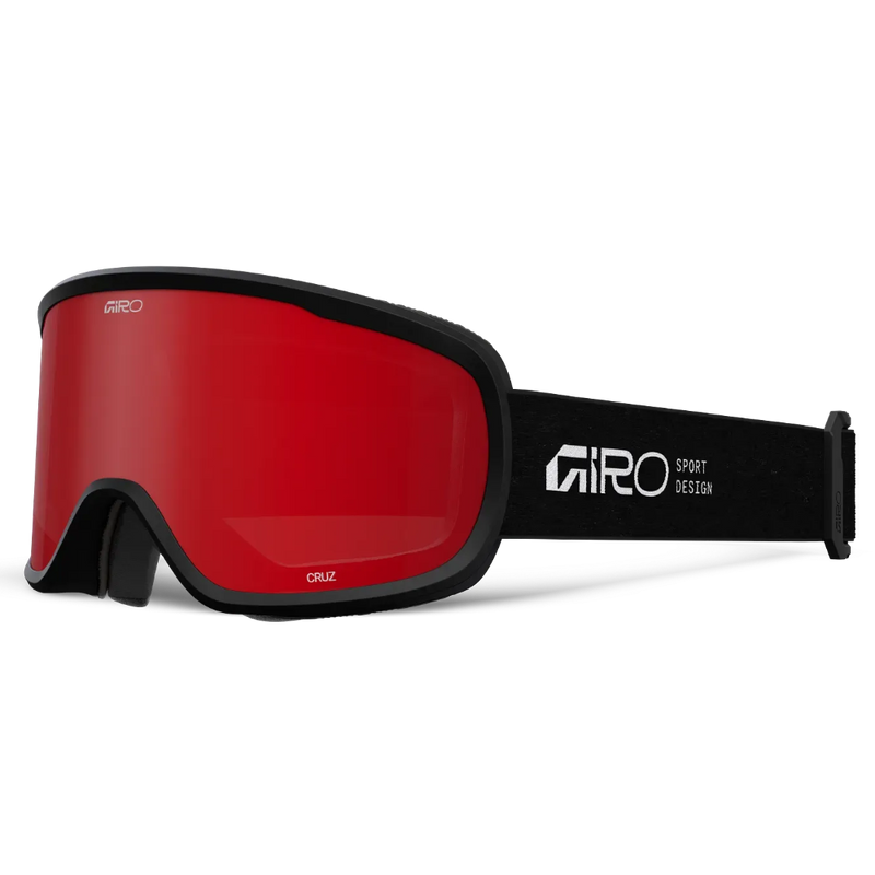 Main view of the Giro Cruz goggles in Stacked Black with Amber Scarlet lenses
