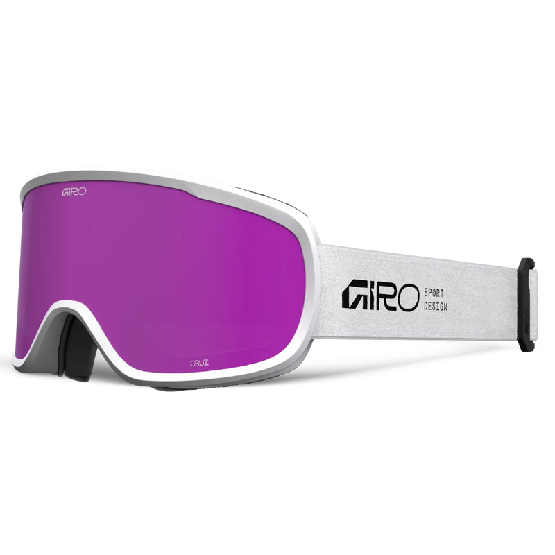 Main view of the Giro Cruz goggles in Stacked White with Amber Pink lenses