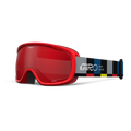 Main view of the Giro Buster goggles in Black Blocks colourway with Amber Scarlet lens