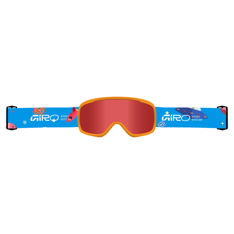 Strap view of the Giro Buster Goggles in Rocket Blue, Amber Scarlett lens, kids model