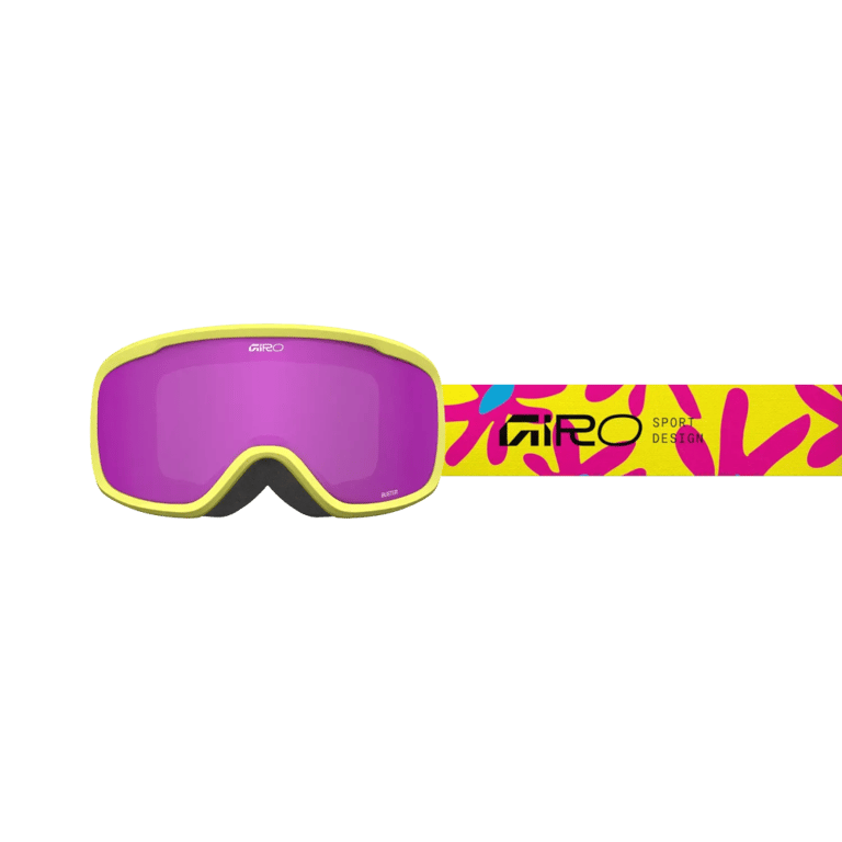 Strap view of the Giro Buster Goggles in Flowers Yellow, Amber Pink lens, kids model