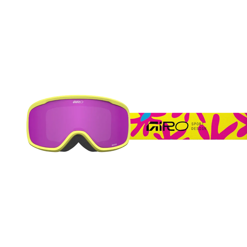 Front view of the Giro Buster goggles in Yellow Flowers colourway with Amber Pink lens