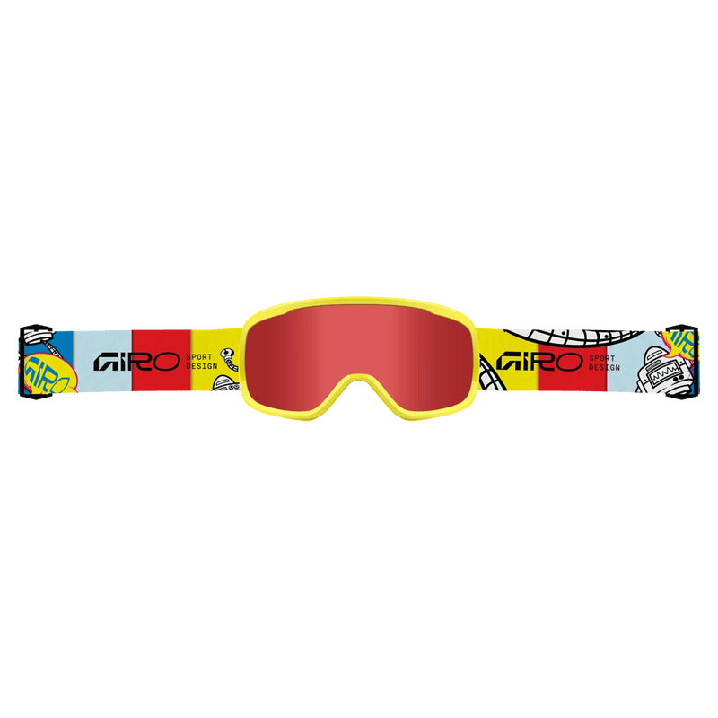 Strap view of the Giro Buster Goggles in Yellow Robot, Amber Scarlett lens, kids model