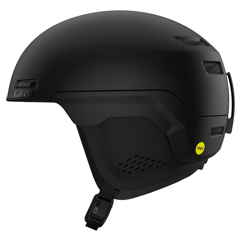 Side view of the Giro Own MIPS Helmet in Matte Black colourway, unisex's model