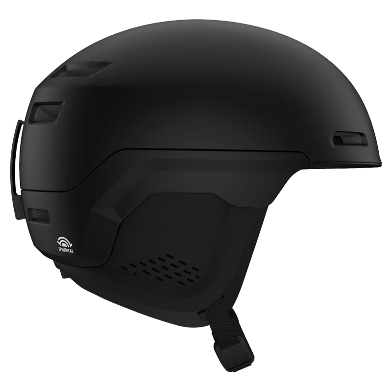 Side view of the Giro Own MIPS Helmet in Matte Black colourway, unisex's model