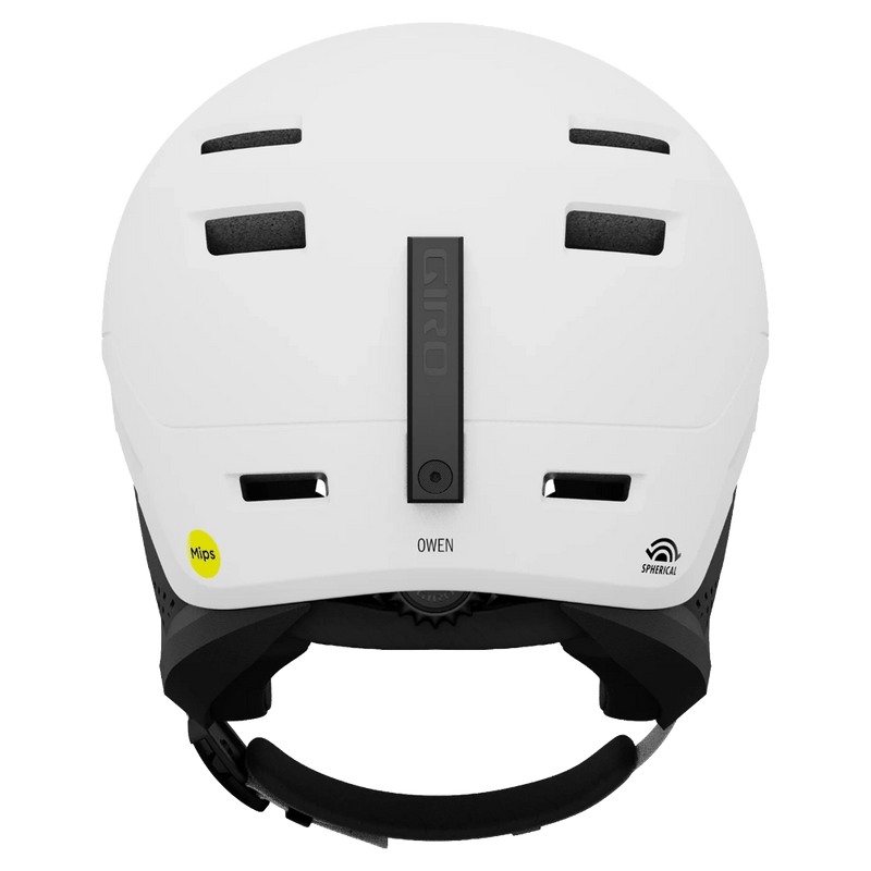 Back view of the Giro Own MIPS Helmet in Matte White colourway, unisex's model