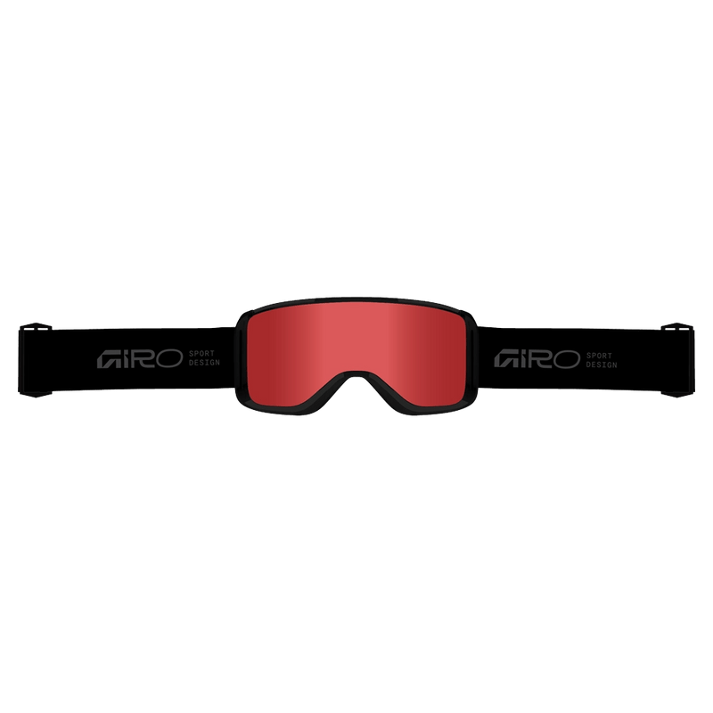 Strap view of the Giro Sagen Goggles in Stacked Black, Amber Scarlett and Yellow lens, unisex model