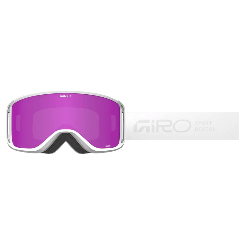 Strap view of the Giro Sagen Goggles in Stacked White, Amber Pink and Yellow lens, unisex model