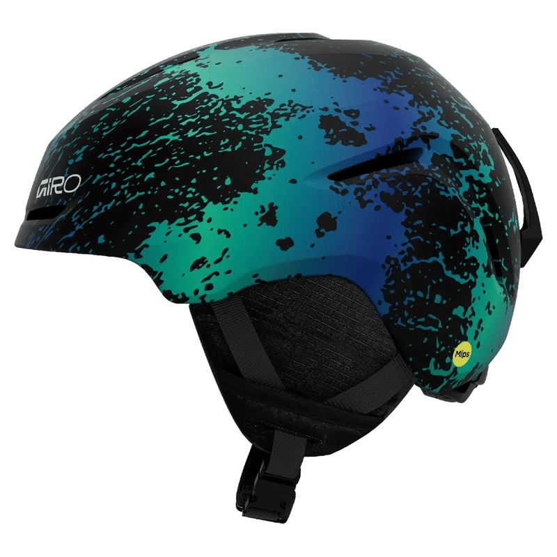 Side view of the Giro Spur Jr MIPS Helmet in Neon Pink Surge colourway, KIDS's model