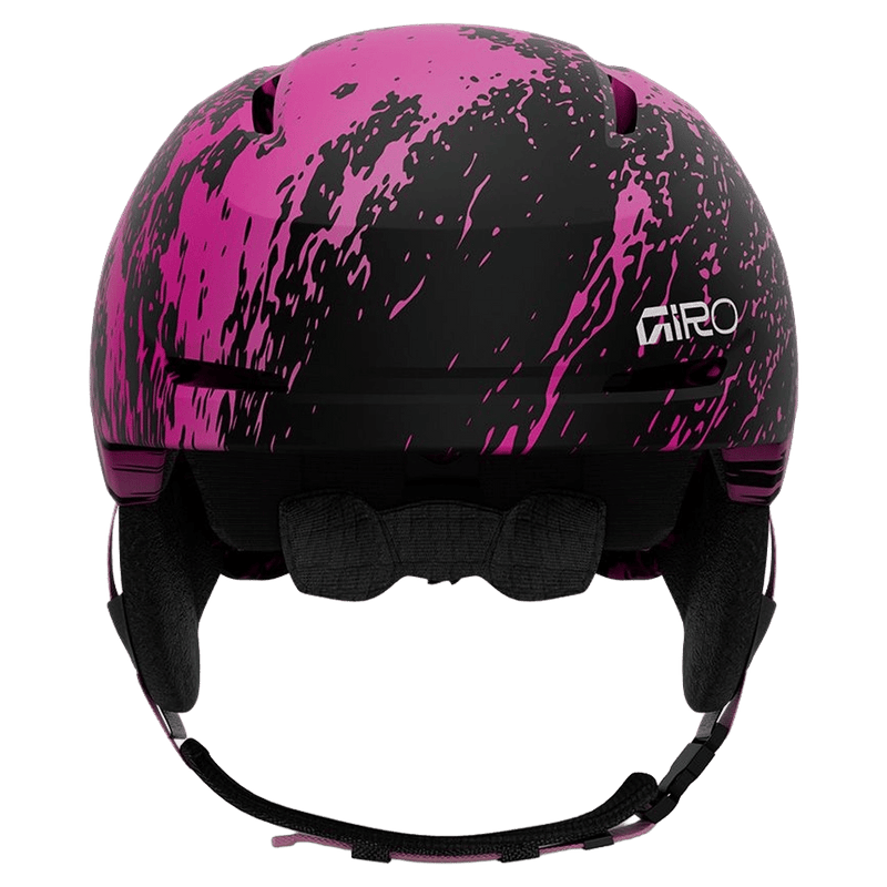 Front view of the Giro Spur Jr MIPS Helmet in Neon Pink Surge colourway, KIDS's model