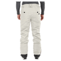 Rear view of light grey XTM Glide Ski Pants with belt loops and back pockets, worn with black ski boots.