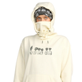 Image of the Riding Hydro Pullover - Womens in Bone.  Features a hood with adjustable drawstrings and intergrated neckwarmer