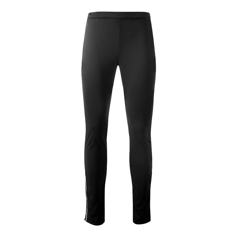 Black Halti Isku XC women's cross-country pants with a slim fit, elastic waistband, and ankle zippers.