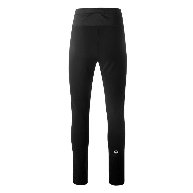 Back view of black Halti Isku XC women's cross country pants with a high waistband and small logo on the lower leg.