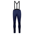 Halti Hyyde XC navy blue cross country pants with black suspenders, front view.