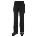 Helly Hansen women's black Legendary insulated ski pants with zippered pockets, belt loops, and snap waist closure.
