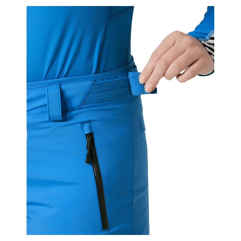 Blue Helly Hansen Legendary Insulated Ski Pant featuring an adjustable Velcro waist tab and zippered hip pocket.